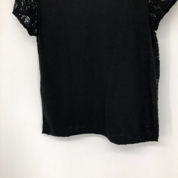 Reitmans Black crochet  short sleeve / front layered opaque T-shirt NWT M - Picture 7 of 14